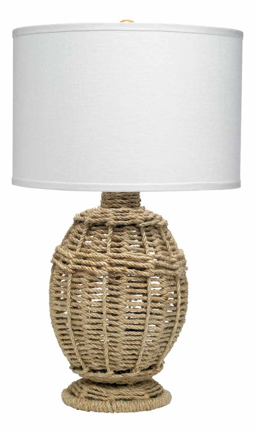 Jamie Young Company - Jute Urn Table Lamp, Small in Rope with Medium Drum Shade in White Linen - 1ROPE-SMNA