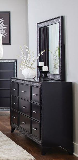 Homelegance - Salon Dresser and Mirror in Pearl Black Metallic - 1572BK-DM - GreatFurnitureDeal