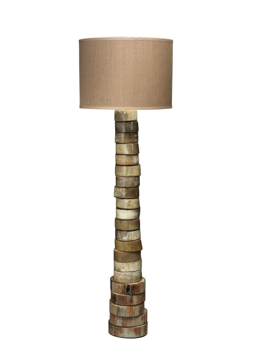 Jamie Young Company - Stacked Horn Floor Lamp in Horn with Large Drum Shade in Elephant Hemp - 1STAC-FLHO