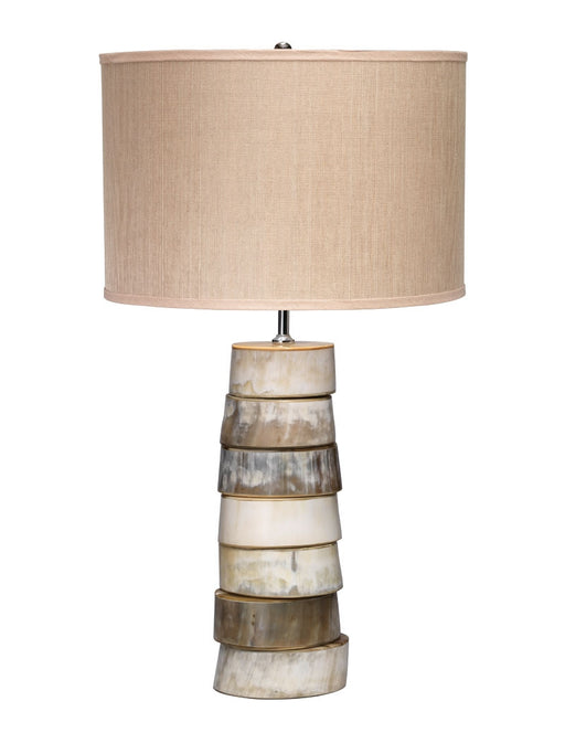 Jamie Young Company - Stacked Horn Table Lamp in Horn with Medium Drum Shade in Elephant Hemp - 1STAC-TLHO