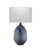 Jamie Young Company - Twilight Table Lamp in Blue Ombre Enameled Metal with Drum Shade in White Linen - 1TWIL-TLBL - GreatFurnitureDeal