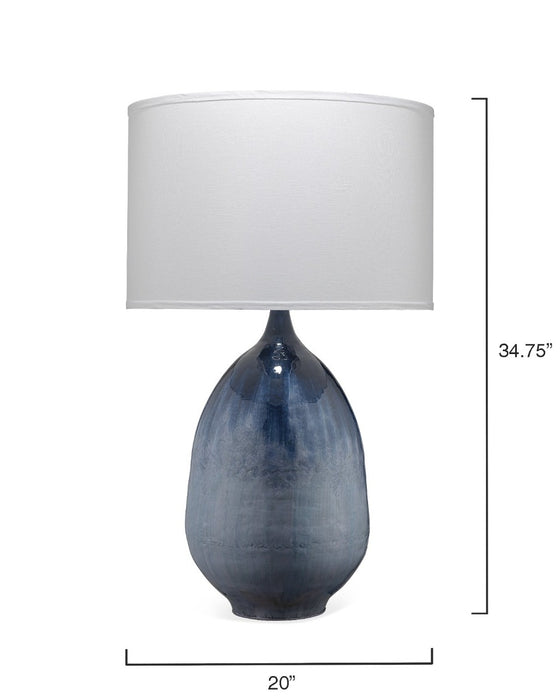Jamie Young Company - Twilight Table Lamp in Blue Ombre Enameled Metal with Drum Shade in White Linen - 1TWIL-TLBL