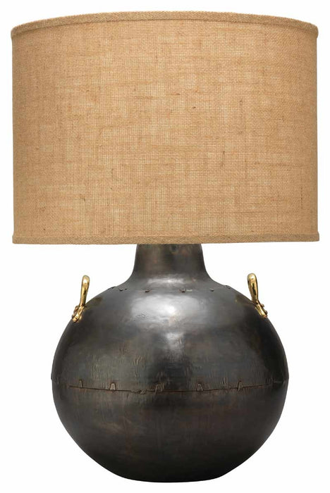 Jamie Young Company - Two Handled Kettle Table Lamp in Iron with Classic Drum Shade in Natural Burlap - 1TWOH-TLIR