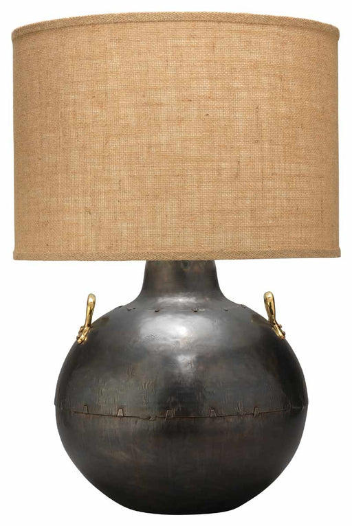 Jamie Young Company - Two Handled Kettle Table Lamp in Iron with Classic Drum Shade in Natural Burlap - 1TWOH-TLIR - GreatFurnitureDeal
