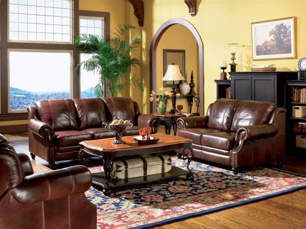 Cota Leather Rolled Arm 3 Piece Living Room Set - GreatFurnitureDeal