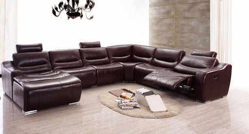 ESF Furniture - 2144 Dark Brown Leather Sectional  - 2144sectional-CLEARANCE - GreatFurnitureDeal