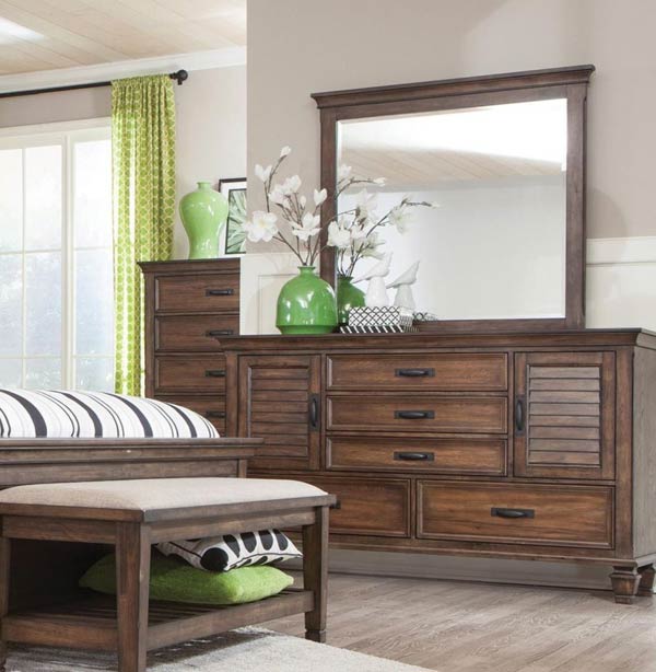 Coaster Furniture - Franco Burnished Oak 6 Piece California King Panel Bedroom Set - 200971KW-6SET - GreatFurnitureDeal