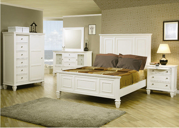 Coaster Furniture - Sandy Beach 5 Piece White Panel California King Bedroom Set - 201301KW-5set Coaster Furniture - Sandy Beach 5 Piece White Panel California King Bedroom Set - 201301KW-5set