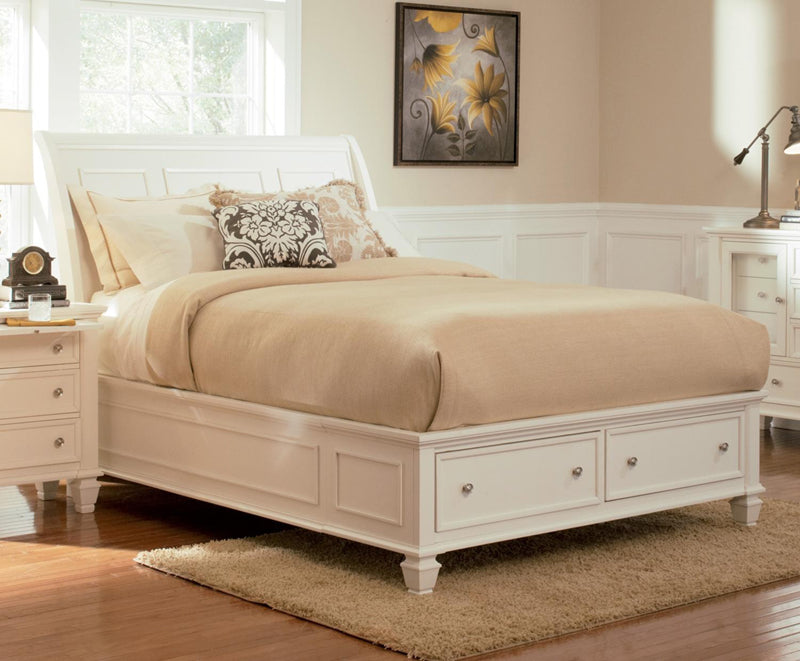Coaster Furniture - Sandy 2 Piece Beach White Sleigh Storage Bedroom Set - 201309-02-2Set