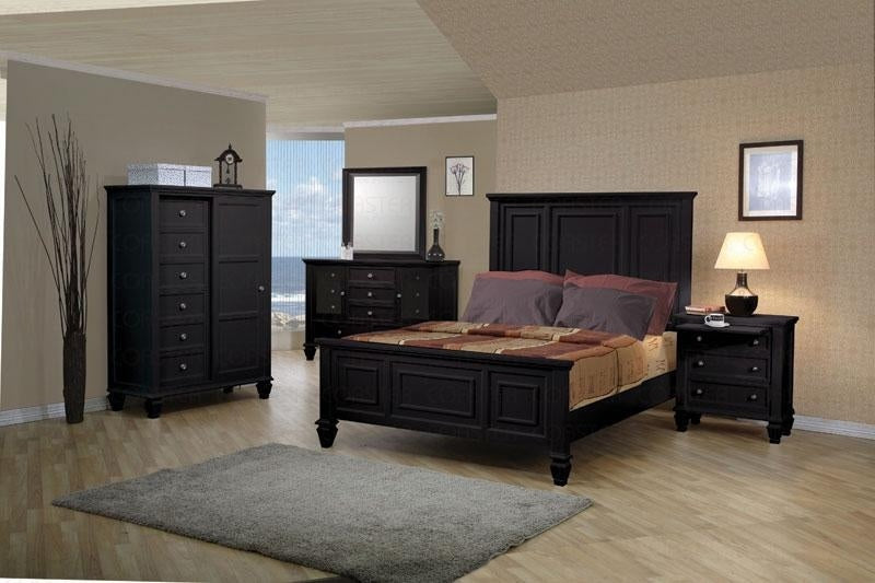 Coaster Furniture - Sandy Beach 5 Piece Black Queen Panel Bedroom