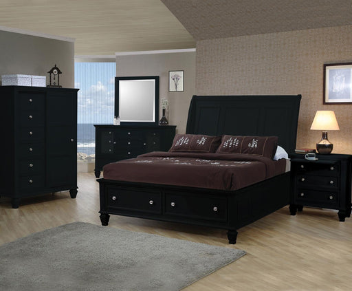 Coaster Furniture - Sandy Beach 2 Piece Black Eastern King Sleigh Storage Bedroom Set - 201329-22-2Set - GreatFurnitureDeal