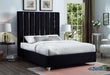 Meridian Furniture - Enzo Velvet Queen Bed in Black - EnzoBlack-Q - GreatFurnitureDeal