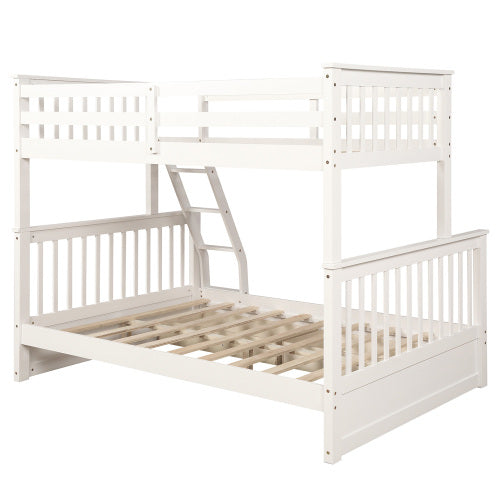 GFD Home - Twin-Over-Full Bunk Bed with Ladders and Two Storage Drawers (White) - LP000065KAA