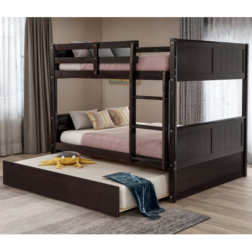 GFD Home - Full Over Full Bunk Bed with Twin Size Trundle, Espresso - LP000150AAP - GreatFurnitureDeal