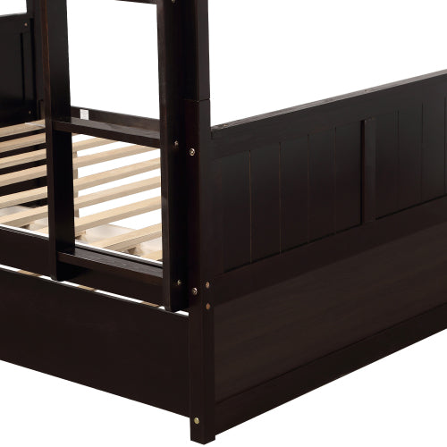 GFD Home - Full Over Full Bunk Bed with Twin Size Trundle, Espresso - LP000150AAP