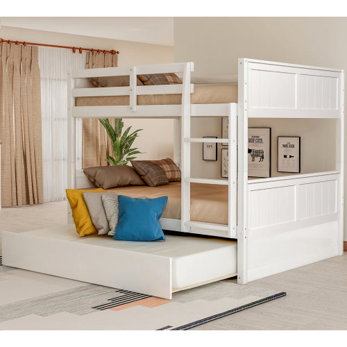 GFD Home - Full Over Full Bunk Bed with Twin Size Trundle, White - LP000150AAK - GreatFurnitureDeal