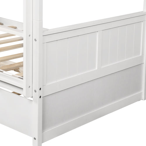 GFD Home - Full Over Full Bunk Bed with Twin Size Trundle, White - LP000150AAK