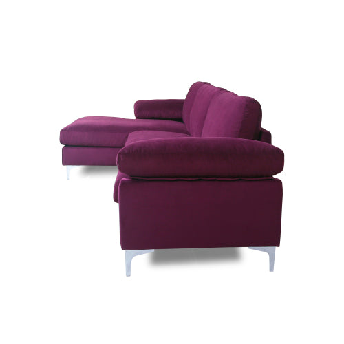 GFD Home - Sectional Sofa Purple Velvet Left Hand Facing - W223S00036