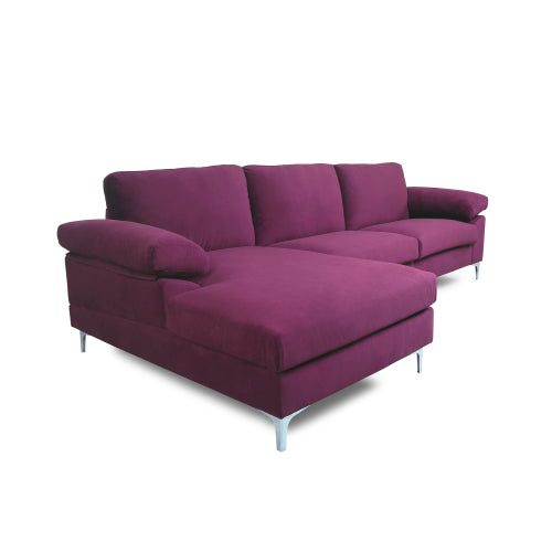 GFD Home - Sectional Sofa Purple Velvet Left Hand Facing - W223S00036 - GreatFurnitureDeal