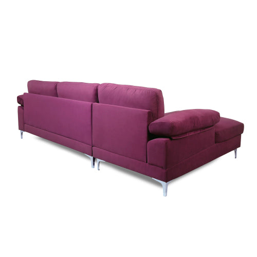 GFD Home - Sectional Sofa Purple Velvet Left Hand Facing - W223S00036