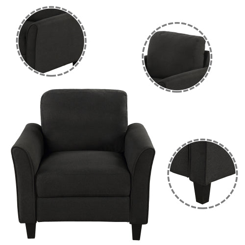GFD Home - 3 Piece Living Room Sets Furniture Armrest Sofa Single Chair Sofa Loveseat Chair 3-Seat Sofa in Black - LP000012BAA - GreatFurnitureDeal