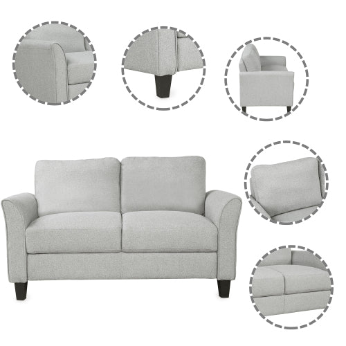 GFD Home - 3 Piece Living Room Sets Furniture Armrest Sofa Single Chair Sofa Loveseat Chair 3-Seat Sofa in Light Gray - LP000012NAA
