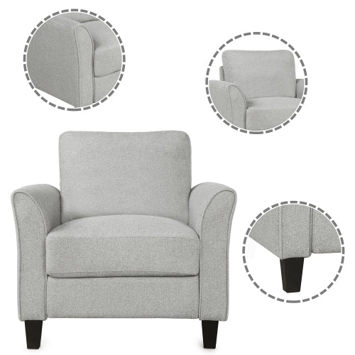 GFD Home - 3 Piece Living Room Sets Furniture Armrest Sofa Single Chair Sofa Loveseat Chair 3-Seat Sofa in Light Gray - LP000012NAA