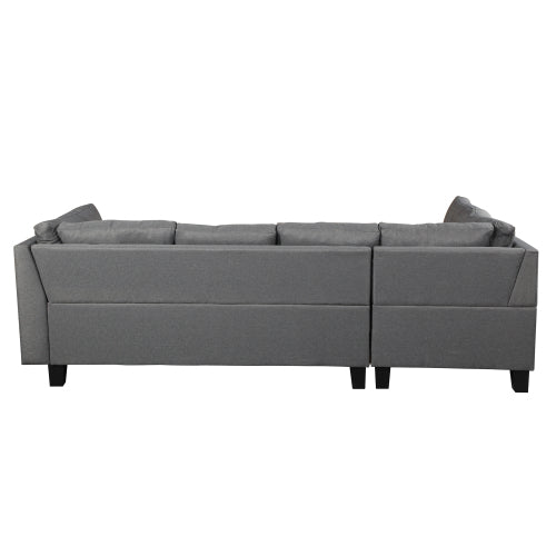 GFD Home - 3-Piece Sectional Sofa Set for Living Room with Right Hand Chaise Lounge and Storage Ottoman in Gray - W311S00004