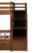 GFD Home - Twin-Over-Twin Bunk Bed with Twin Size Trundle and 3 Storage Stairs (Walnut) - LP000064AAD - GreatFurnitureDeal