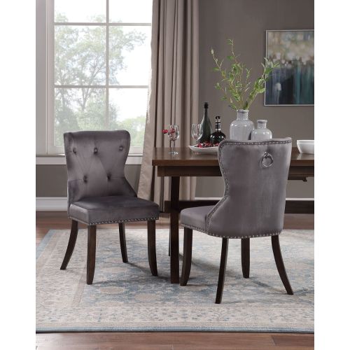 GFD Home - Dining Chair Tufted Armless Chair Upholstered Accent Chair, Set of 6 in Grey - SH000105AAE - GreatFurnitureDeal