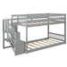 GFD Home - Twin over twin floor bunk bed, ladder with storage, gray - SM000106AAE - GreatFurnitureDeal