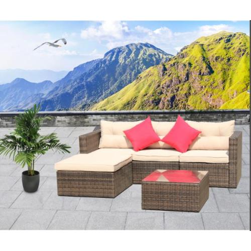 GFD Home - 5PC Rattan Patio Furniture Set - W209S00001 - GreatFurnitureDeal