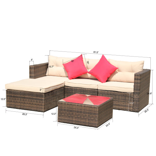 GFD Home - 5PC Rattan Patio Furniture Set - W209S00001