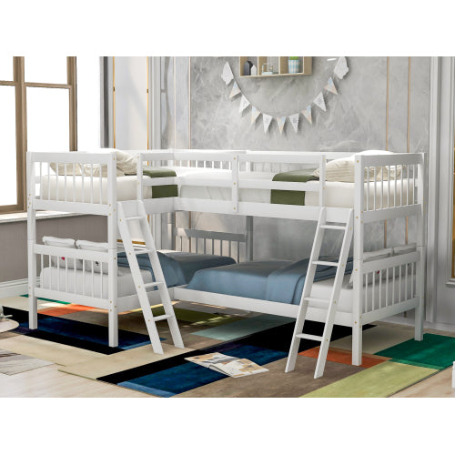 GFD Home - L-Shaped Bunk Bed Twin Size-White - LP000020AAK - GreatFurnitureDeal