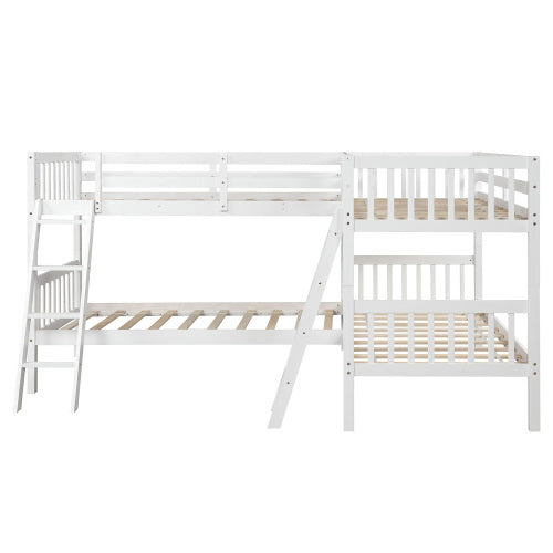 GFD Home - L-Shaped Bunk Bed Twin Size-White - LP000020AAK