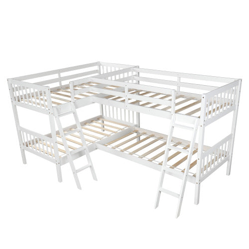 GFD Home - L-Shaped Bunk Bed Twin Size-White - LP000020AAK