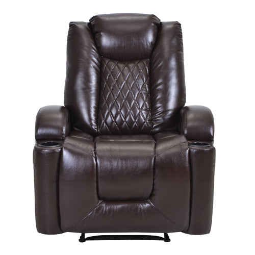 GFD Home - Power Motion Recliner with USB Charge Port and Cup Holder -PU Lounge chair for Living Room - PP194010DAA - GreatFurnitureDeal