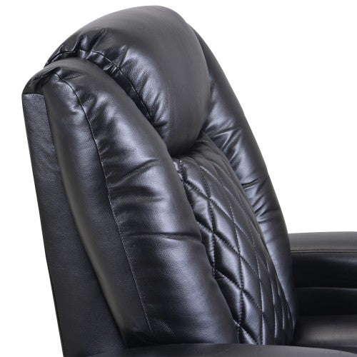 GFD Home - Power Motion Recliner with USB Charge Port and Two Cup Holders -PU Leather Lounge chair in Black - PP194010BAA