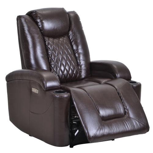 GFD Home - Power Motion Recliner with USB Charge Port and Cup Holder -PU Lounge chair for Living Room - PP194010DAA