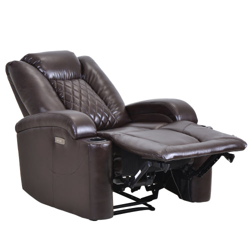 GFD Home - Power Motion Recliner with USB Charge Port and Cup Holder -PU Lounge chair for Living Room - PP194010DAA