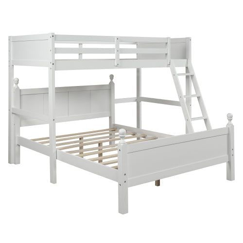 GFD Home - Twin Over Full Loft Bed with Cabinet, White - SM000116AAK - GreatFurnitureDeal