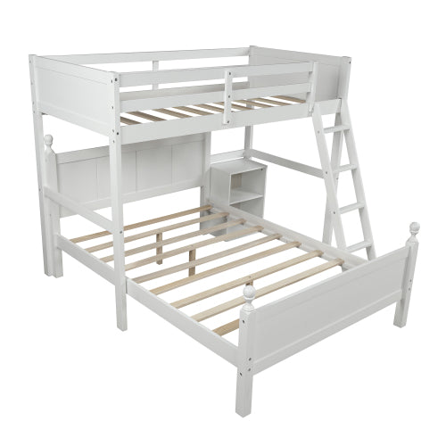 GFD Home - Twin Over Full Loft Bed with Cabinet, White - SM000116AAK