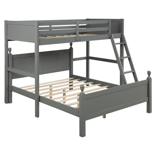 GFD Home - Twin Over Full Loft Bed with Cabinet, Gray - SM000116AAE - GreatFurnitureDeal