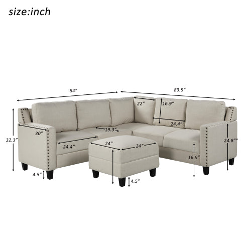 GFD Home - 2 Piece Living Room Rivet Modern Upholstered Set with cushions in Beige - WY000080AAA - GreatFurnitureDeal