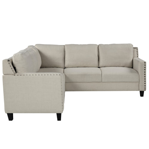 GFD Home - 2 Piece Living Room Rivet Modern Upholstered Set with cushions in Beige - WY000080AAA