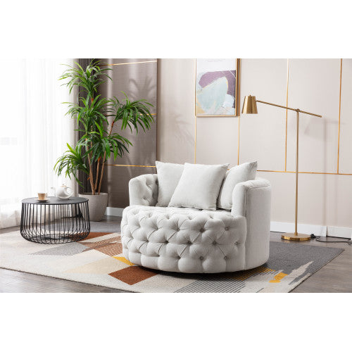 GFD Home - Modern Akili swivel accent chair barrel chair for hotel living room - Modern leisure chair Beige - W39517209 - GreatFurnitureDeal