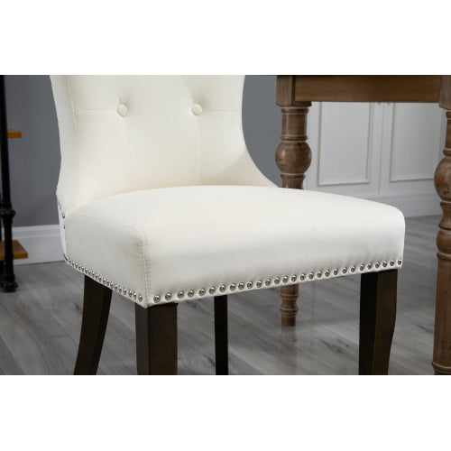 GFD Home - Dining Chair Tufted Armless Chair Upholstered Accent Chair, Set of 6 in Cream - SH000105AAA - GreatFurnitureDeal