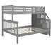 GFD Home - Twin-Over-Twin Bunk Bed with Storage and Guard Rail for Bedroom, Dorm, for Kids, Adults, Gray - LP000019AAE - GreatFurnitureDeal