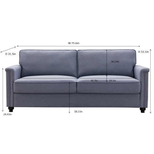 GFD Home - 8113 3p_-seater gray sofa - W30817869