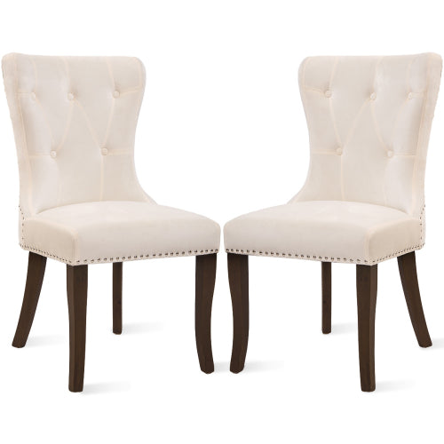 GFD Home - Dining Chair Tufted Armless Chair Upholstered Accent Chair, Set of 6 in Cream - SH000105AAA